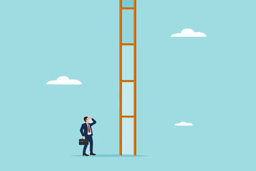 Man Looking At Tall Ladder © vector