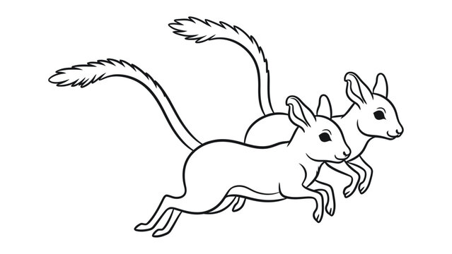 Jerboa duo: Witness the agility and grace of two jerboas as they dart across the scene, their long tails elegantly trailing behind them.