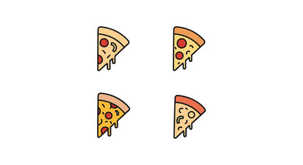 Fototapeta premium Street Pizza Slice Line art modern colorful abstract style illustration