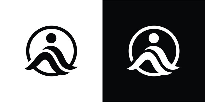 Abstract Human Icon Logo with Dynamic Waves