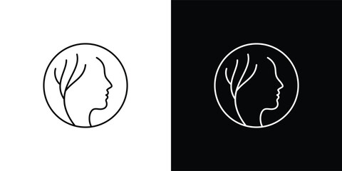 Fototapeta premium Minimalist Woman Face Logo with Abstract Lines