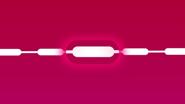 A bright glowing white capsule shape is centered on a deep red background with dashed horizontal lines extending toward both sides of the frame