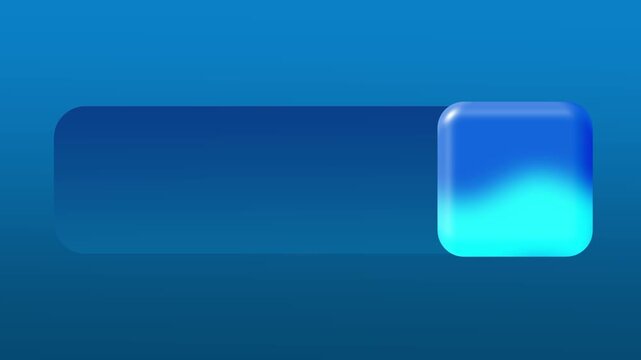 A blue horizontal slider shows a bright liquid like glow on the right side indicating a volume or progress level within a modern digital interface