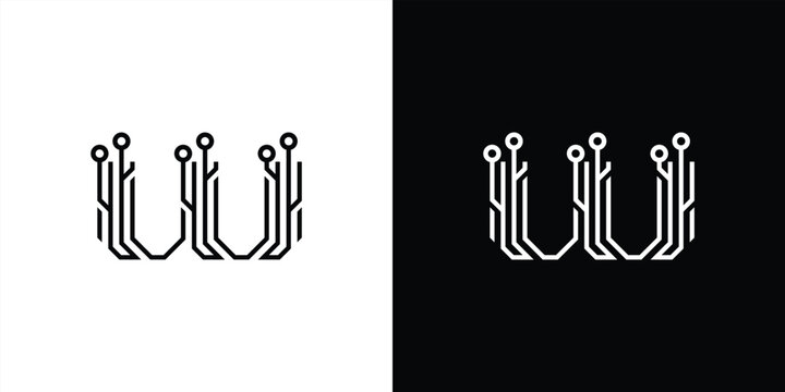 Digital Circuit W Letter Logo