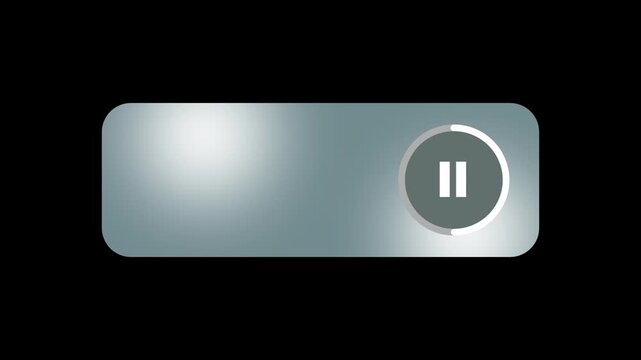 A sleek silver metallic pill shaped button features a small circular pause icon on its right side suggesting a control for media or some playback