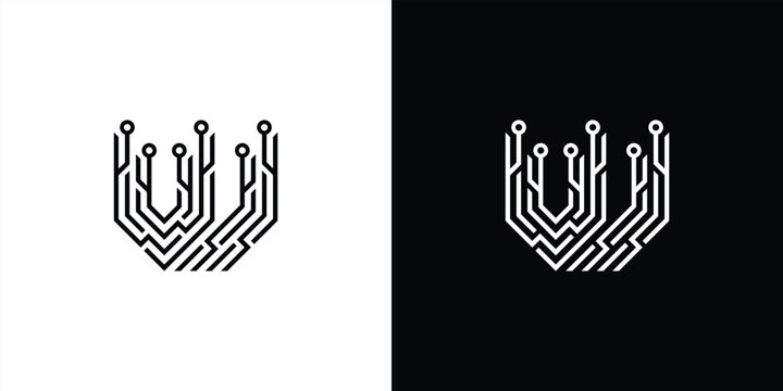 Digital Circuit W Letter Logo