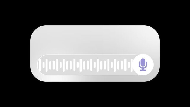A white pill shaped bubble contains a light gray waveform and a small purple microphone icon used to indicate a voice message or recording status