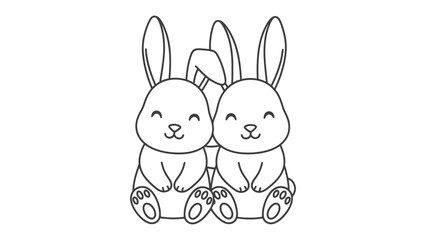 Obraz premium Friendly Rabbits: Two adorable bunnies, side-by-side, radiating warmth and happiness with their sweet smiles, depicting pure friendship and joy.