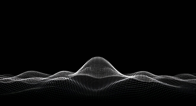 white waveform on black background