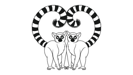 Lemur Love: Two endearing lemurs, their tails entwined to form a heart, embody an abstract symbol of love, connection and natural elegance. © Ajhar234
