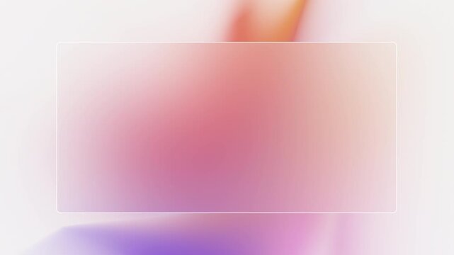 Abstract Soft Pastel Gradient Motion Background with Glassmorphism Frame. A modern and elegant motion graphic background featuring a smooth, softly blurred liquid gradient in pastel pink, and purple.