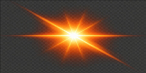 Bright abstract background vector with stars and an orange sun glowing in a red fire explosion design featuring hot yellow energy flames and a shining light texture in space © nur