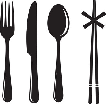 fork spoon knife chopsticks icon vector symbol design restaurant