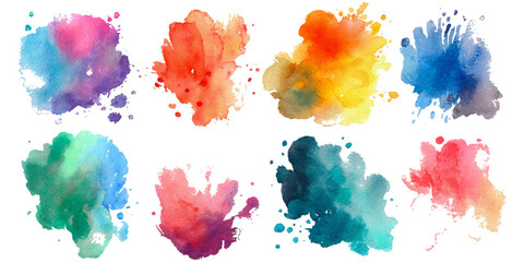 Abstract colorful watercolor brush stroke texture set. vintage paint splash artistic ink elements vector illustration and creative watercolor collection background design. © Vector Gallery