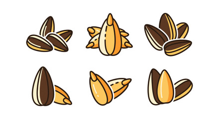 Fototapeta premium Sunflower Seeds Line art creative color harmony abstract illustration