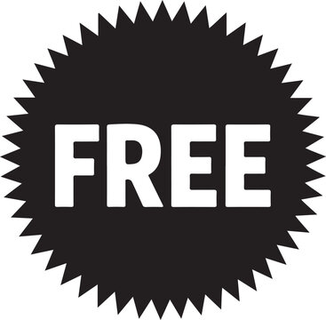 Free icon. Black freebie sign. Offer label tag design.