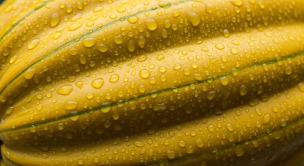 Obraz premium Yellow Squash with Water Droplets, Fresh Produce, Organic Texture, Digital Illustration