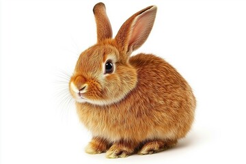 Obraz premium Brown Rabbit Isolated on White Background.