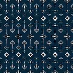 Naklejka premium Seamless Futuristic Ikat Geometric Pattern, Traditional Tribal Motif with Aesthetic