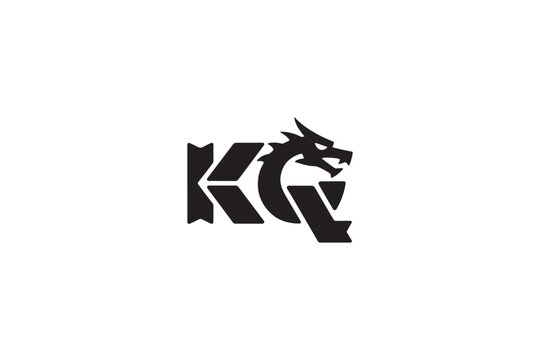 Distinctive kq logo design featuring a fierce dragon head integrated with bold typography