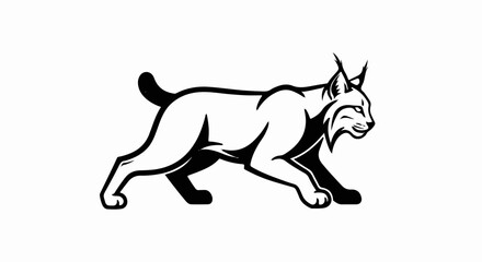 Obraz premium Black and white drawing of a lynx on a white background