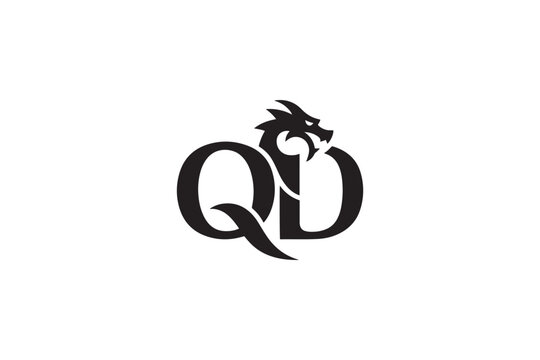Distinctive qd logo design featuring a fierce dragon emblem