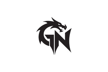 Obraz premium Dragon head integrated gn logo with sharp edges and fierce appearance