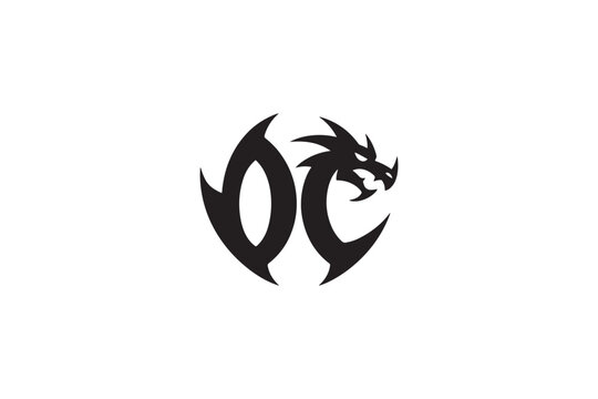 Dragon head incorporated into unique oc logo design for branding and identity