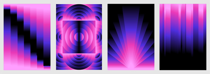 Obraz premium Vector illustration collection - trendy abstract creative minimalist prints and compositions with bright gradient colors - design templates for social media posts and stories, posters and banners