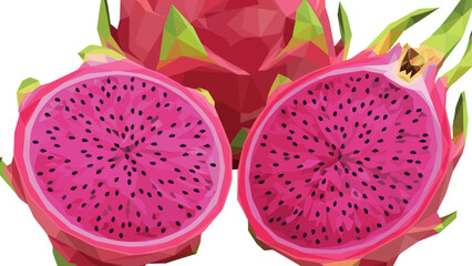 Naklejka premium Geometric style dragon fruit with vibrant colors and abstract shapes