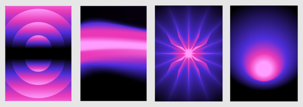 Vector illustration collection - trendy abstract creative minimalist prints and compositions with bright gradient colors - design templates for social media posts and stories, posters and banners