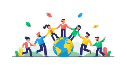 Fototapeta premium Environmental Peacebuilding Collaboration for Sustainable Future Flat Vector Design Illustration