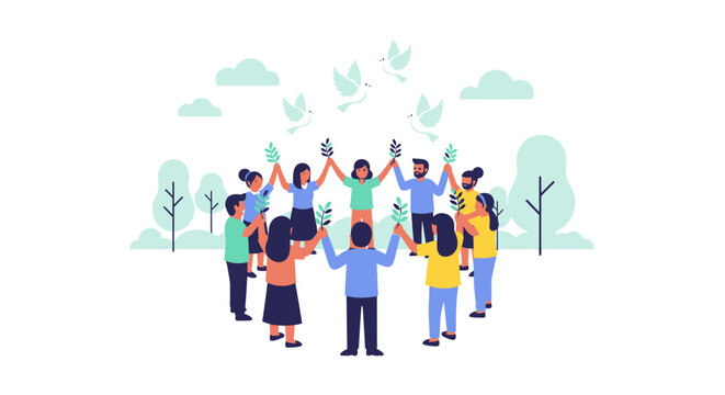 Green Diplomacy for Conflict Resolution and Nature Flat Vector Design Illustration