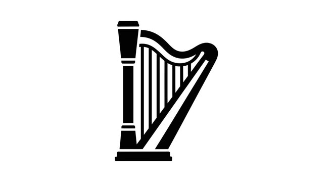 Black and White Illustration of Harp 1.