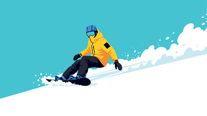 Dynamic snowboarding adventure in bright colors