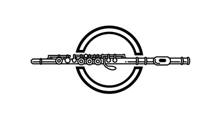 Simple Black and White Flute Illustration. © Na