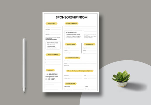 Sponsorship Form Template Layout