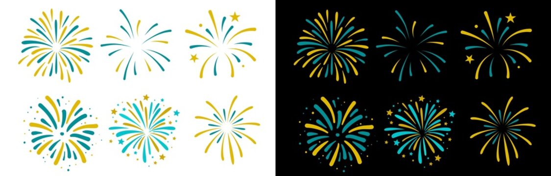 Party. Event. Celebration. Decoration firework set. New year fireworks vector illustration of an abstract background