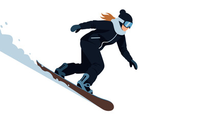 Fototapeta premium Dynamic snowboarding adventure: winter sport action with snow trail