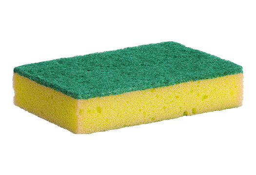 Bright green sponge bar for cleaning and scrubbing surfaces isolated on transparent background