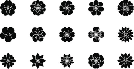 Black and white floral with various flower flowers patterns © Graphic Shops