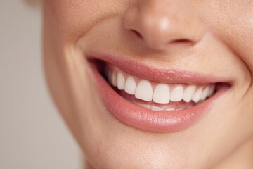 Naklejka premium Gum health focus: intimate portrait of a young woman displaying pink gums and clean teeth