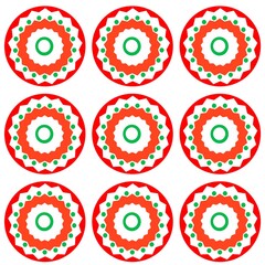 Fototapeta premium ​Set of traditional Indian floral mandala patterns on vibrant colorful backgrounds