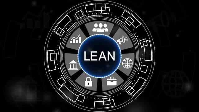 Lean, Six sigma, quality control and manufacturing process management concept.Money Symbol Shower for Finance, Wealth.4k Animation.