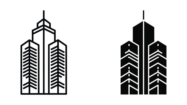 Skyscraper Buildings Vector Icon Set Commercial Use