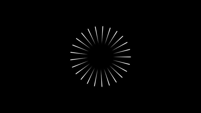 Shiny pop-up explosion effect with glowing ellipse blast and circular fireworks line spark burst animation on black screen background for high resolution cinematic motion graphics templates.