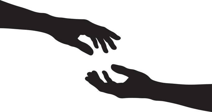 Vector illustration of two hands reaching for each other