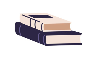 Book stack laying. Abstract paper literature for reading, education, knowledge. Science publications, textbooks and fiction novels in hard cover. Flat vector illustration isolated on white background © Good Studio
