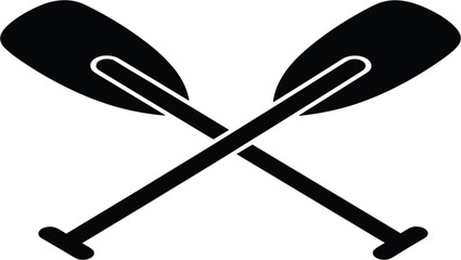 Crossed Oars Icon in Silhouette Style for Rowing, Boating, Water Sports, Marine Adventure, and Nautical Club Logo Design © Ruma