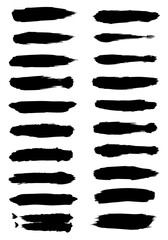 A black and white image of many brush strokes